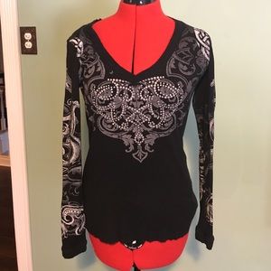 Black V neck top size L