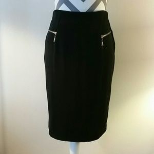 Black pencil skirt with zipper details