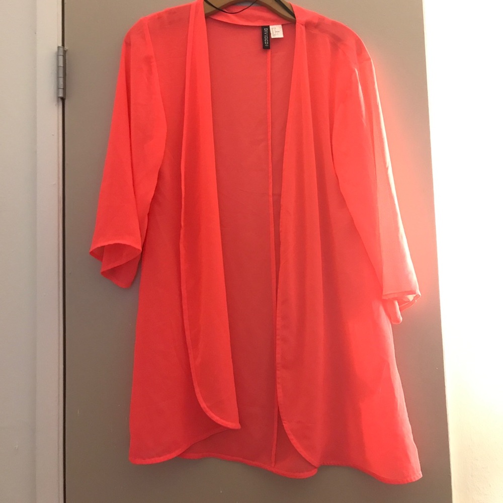 Sheer Neon Pink Coverup Kimono / Cardigan
