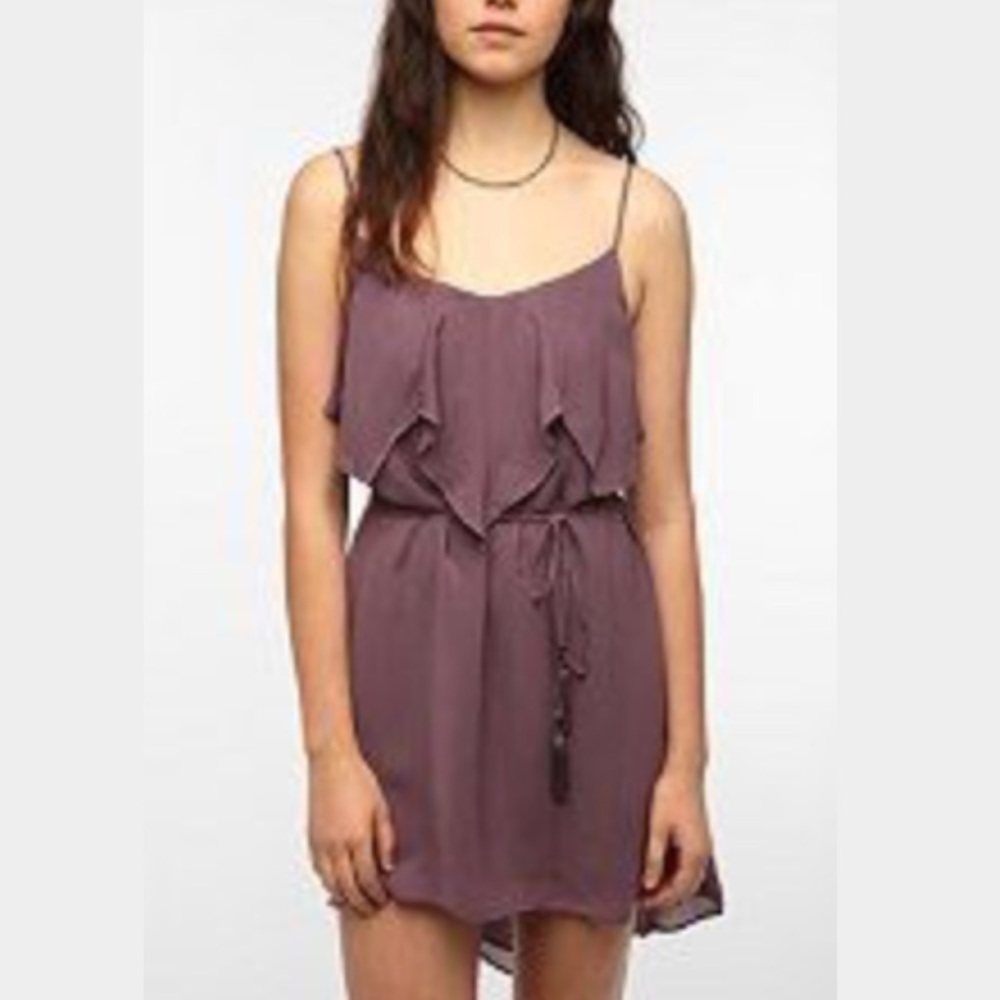 NWOT ecote ruffled tie tassel dress