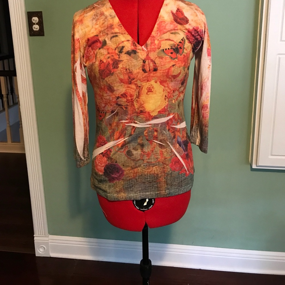 Fall Floral V neck tee