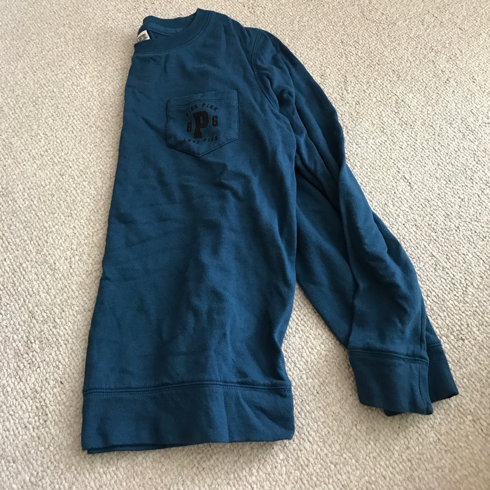 Pink dark turquoise blue crewneck