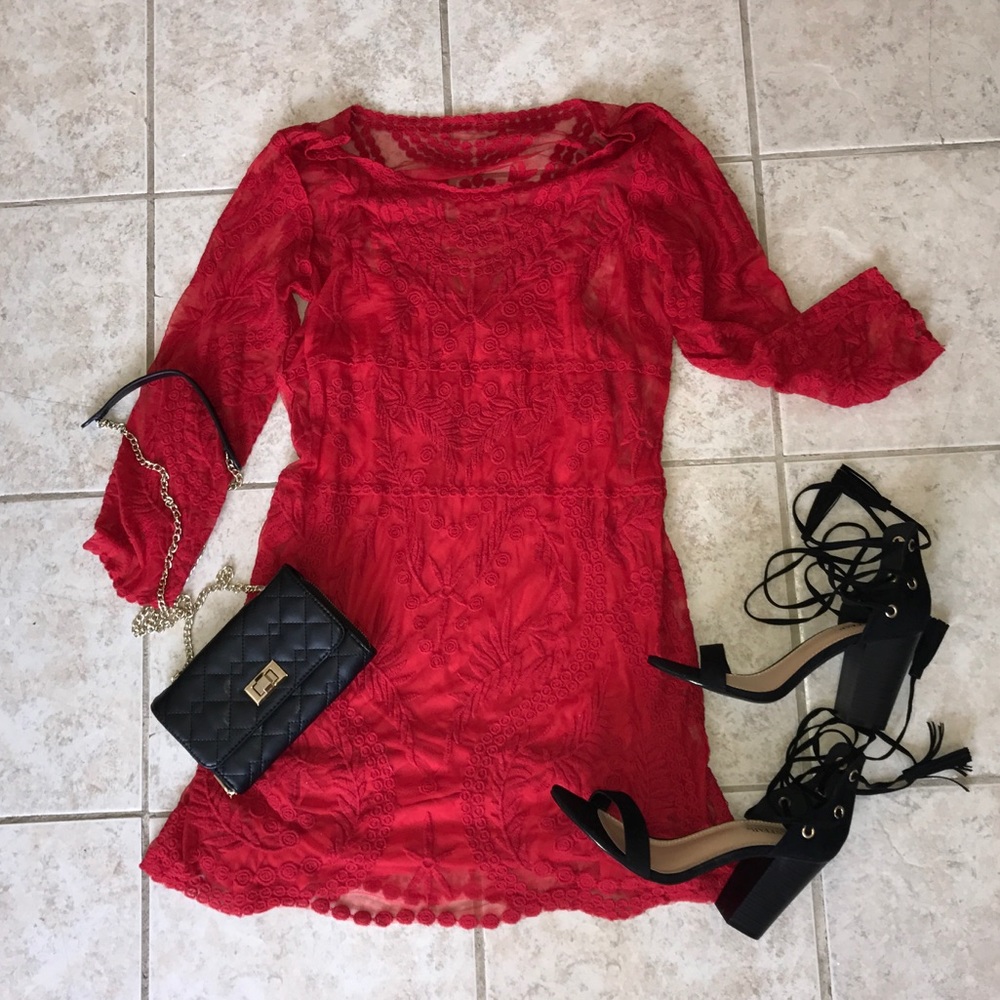 Red Lace Party Dress