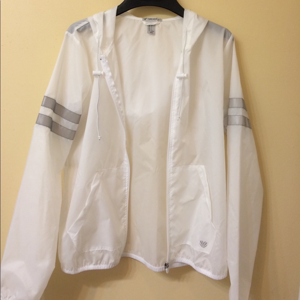 F21 White Windbreaker Jacket