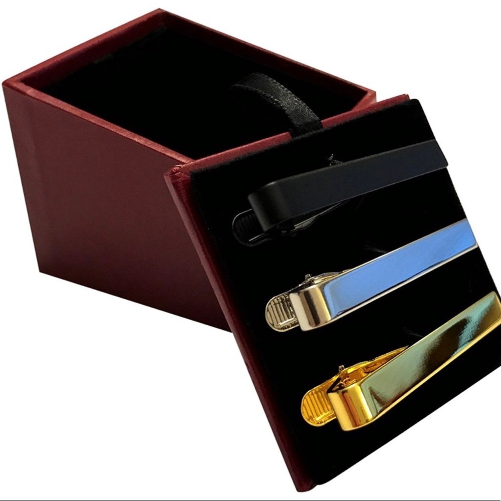 3 Piece Set Tie Clips W/ Deluxe Box