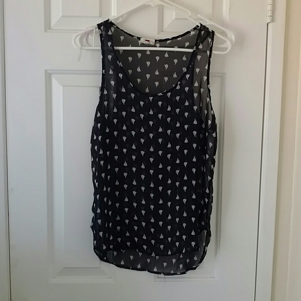 Sailboat print sheer tank