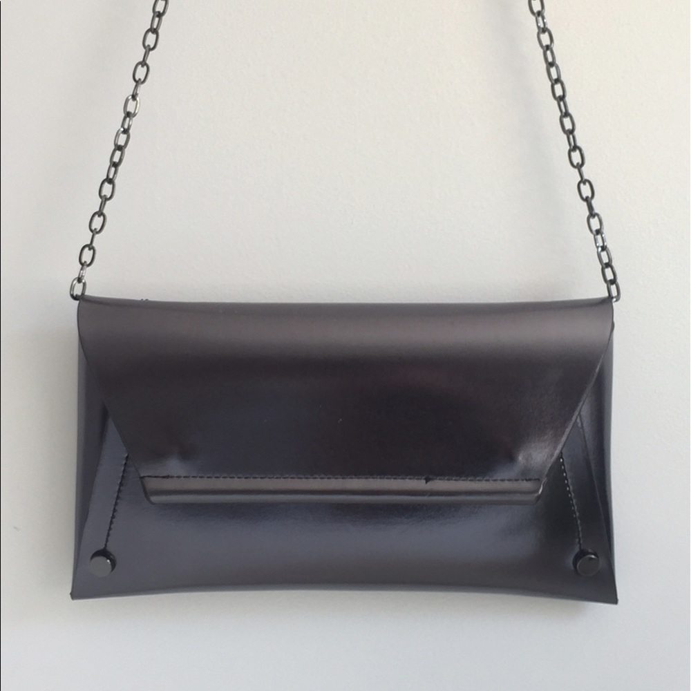 Dark silver metallic cross body bag