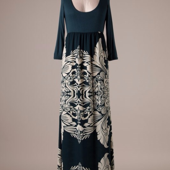 Maternity Long Sleeve Hunter Green Maxi Dress - Picture 5 of 7