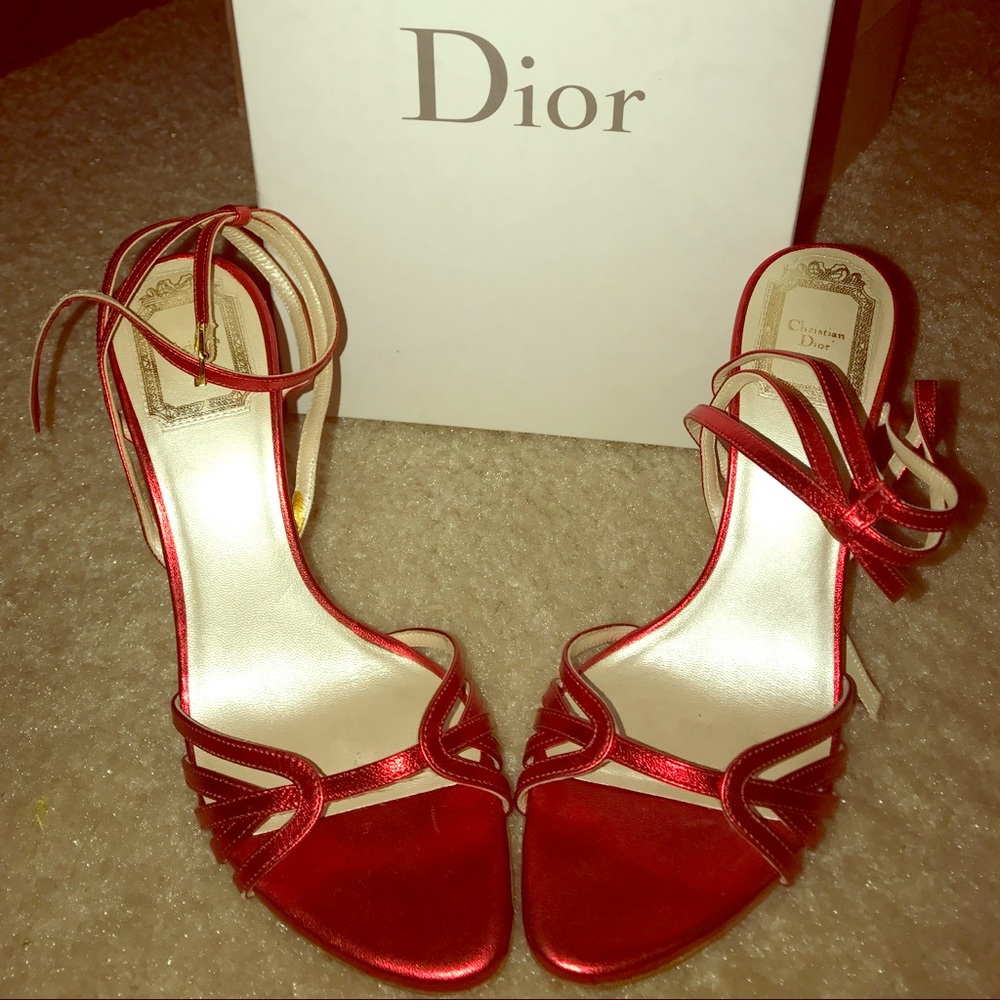 Christian Dior Red Sandal, Size 7 (European 37)