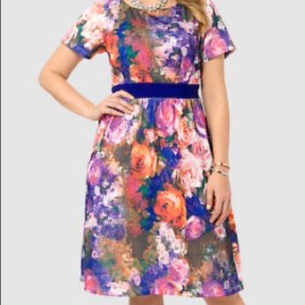 Triste watercolor multi-color dress, size 3x