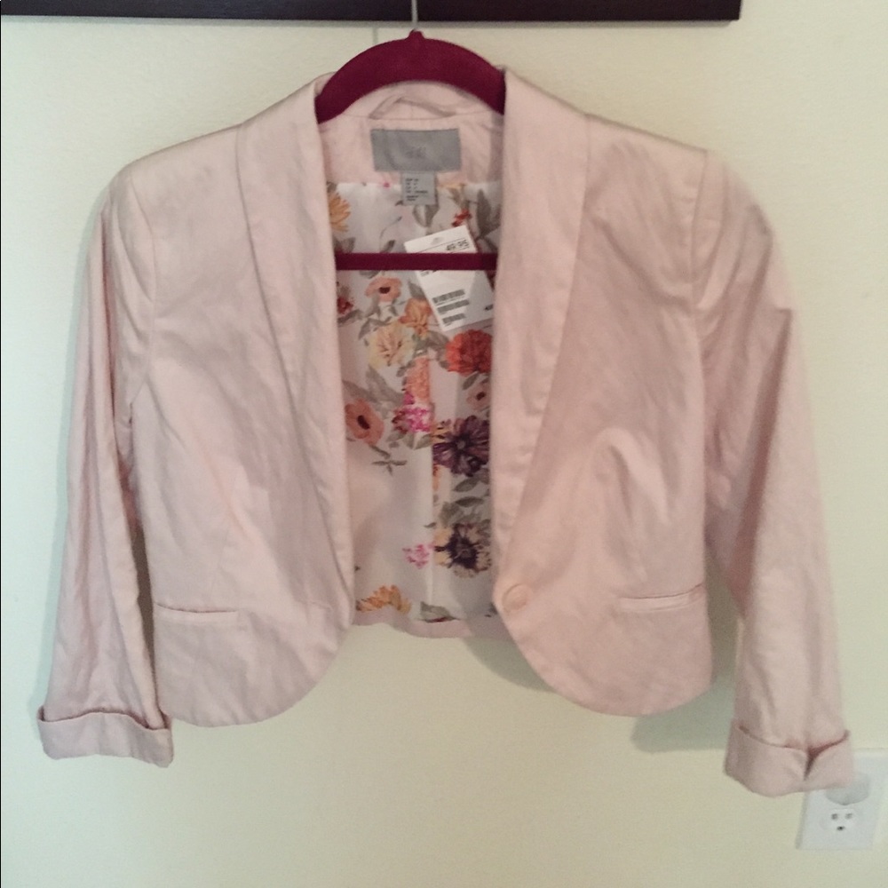 H&M Pink Crop Blazer Jacket