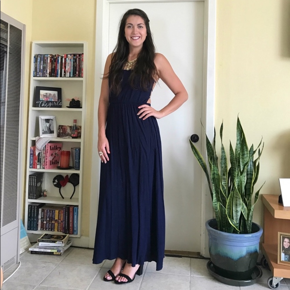 Navy Blue Cut-Out Maxi Dress