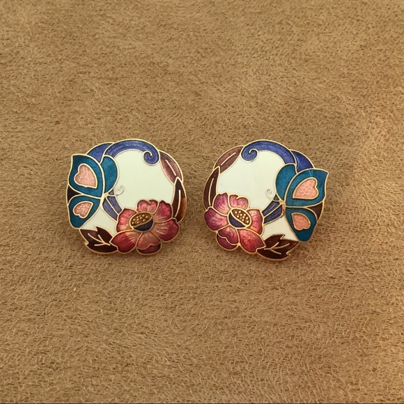 ⬇️ Reduced ⬇️ CLOISONNÉ Pierced Earrings! - Picture 1 of 3