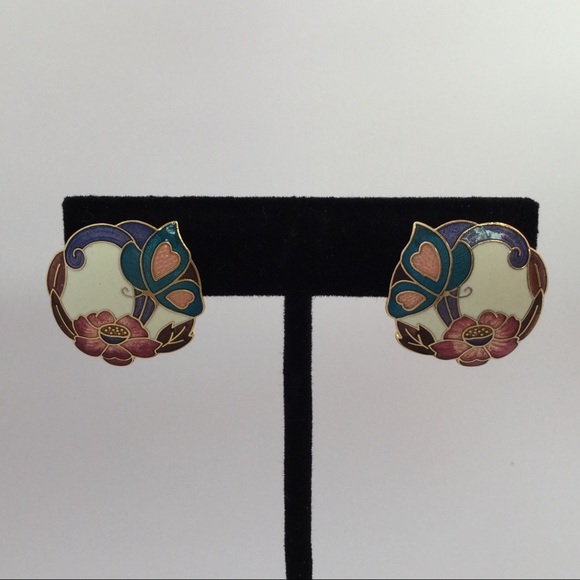 ⬇️ Reduced ⬇️ CLOISONNÉ Pierced Earrings! - Picture 2 of 3