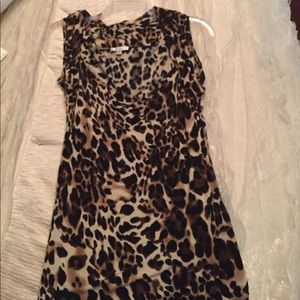 Drape neck, sleeveless blouse