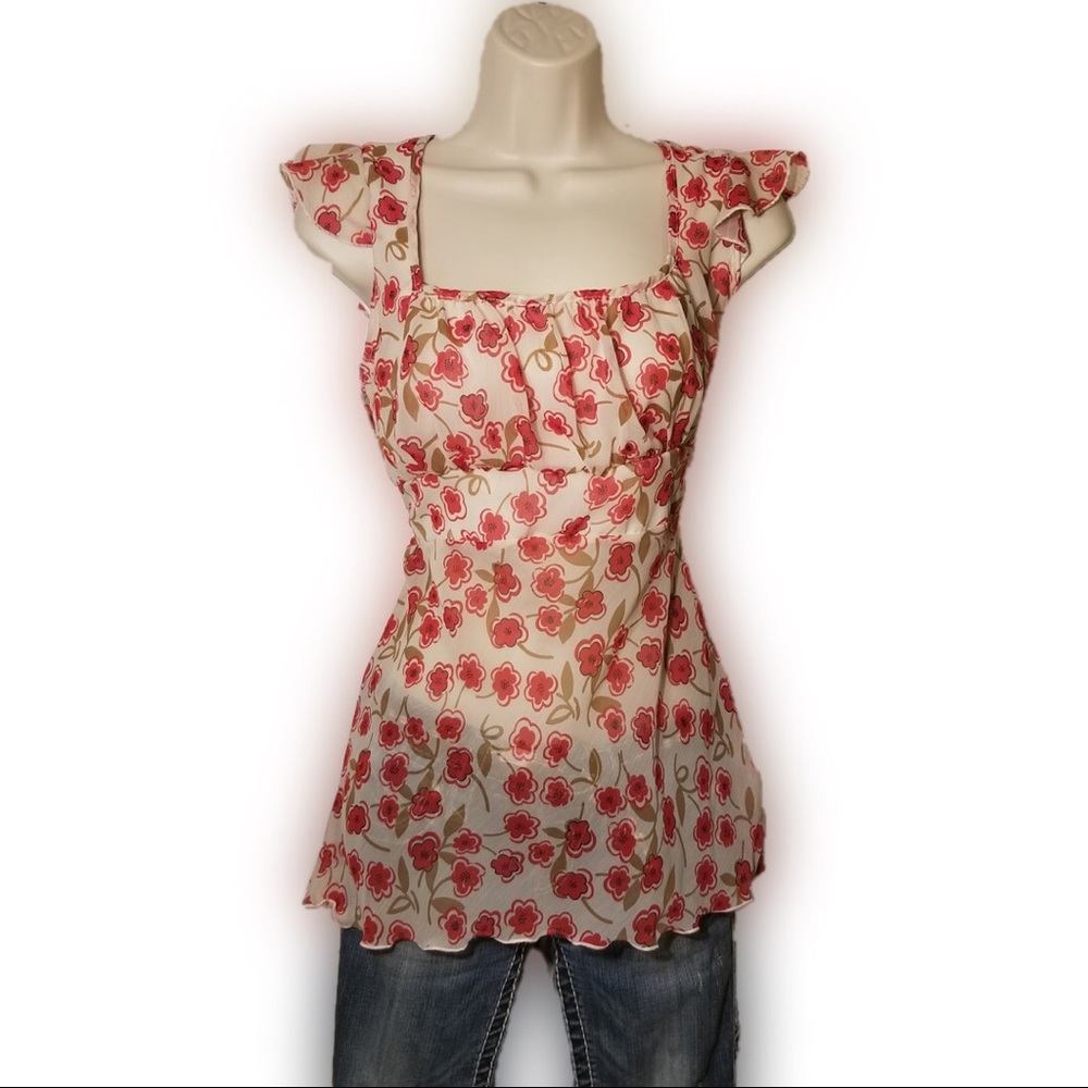  Bobby J. Cream Flowered Top