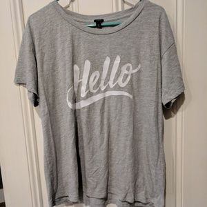 J.Crew heather gray grey t shirt  hello graphic