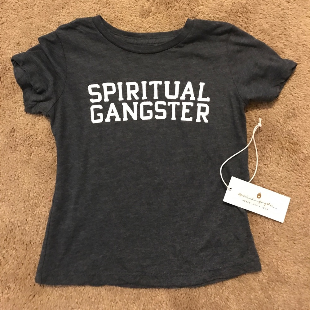 SPIRITUAL GANGSTER navy varsity kids tee sz 6