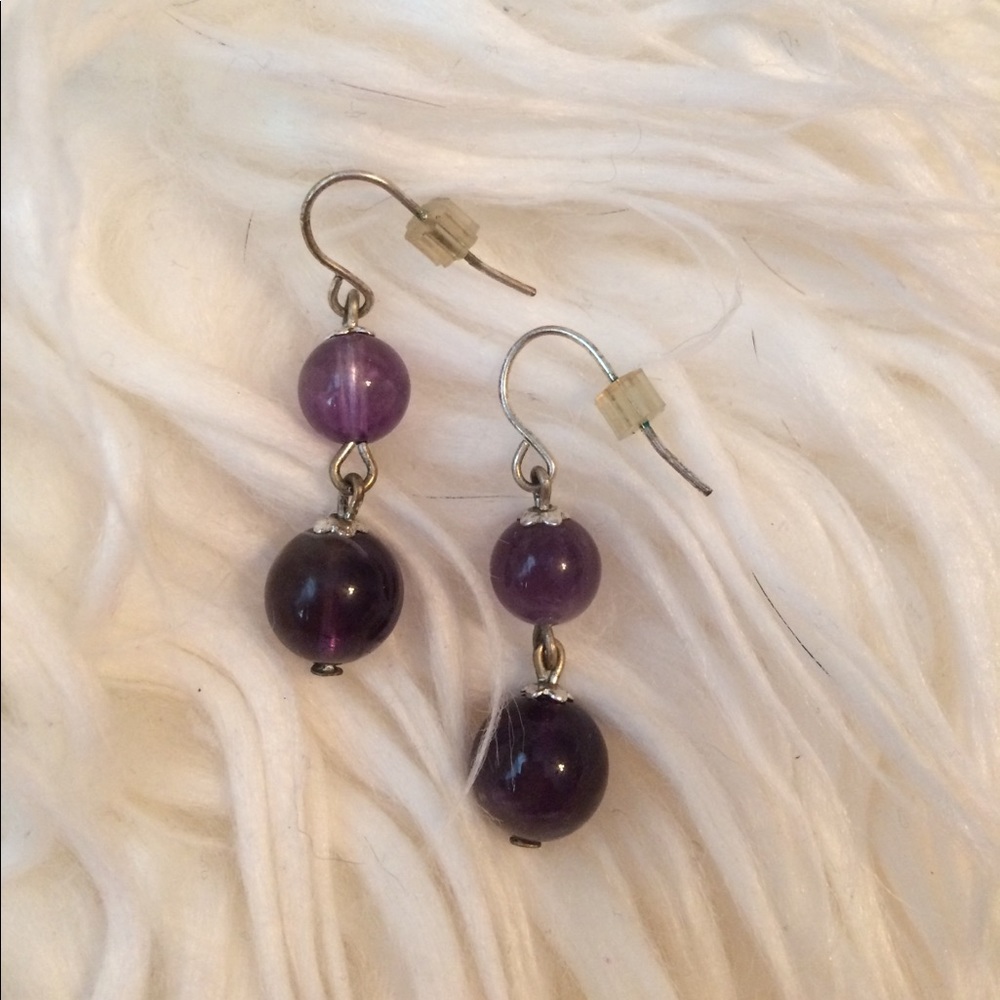 Purple Beaded Earrings