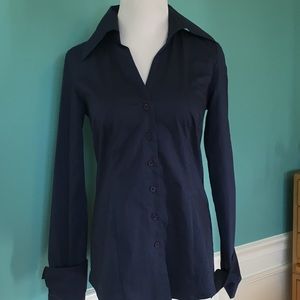 V-neck button up