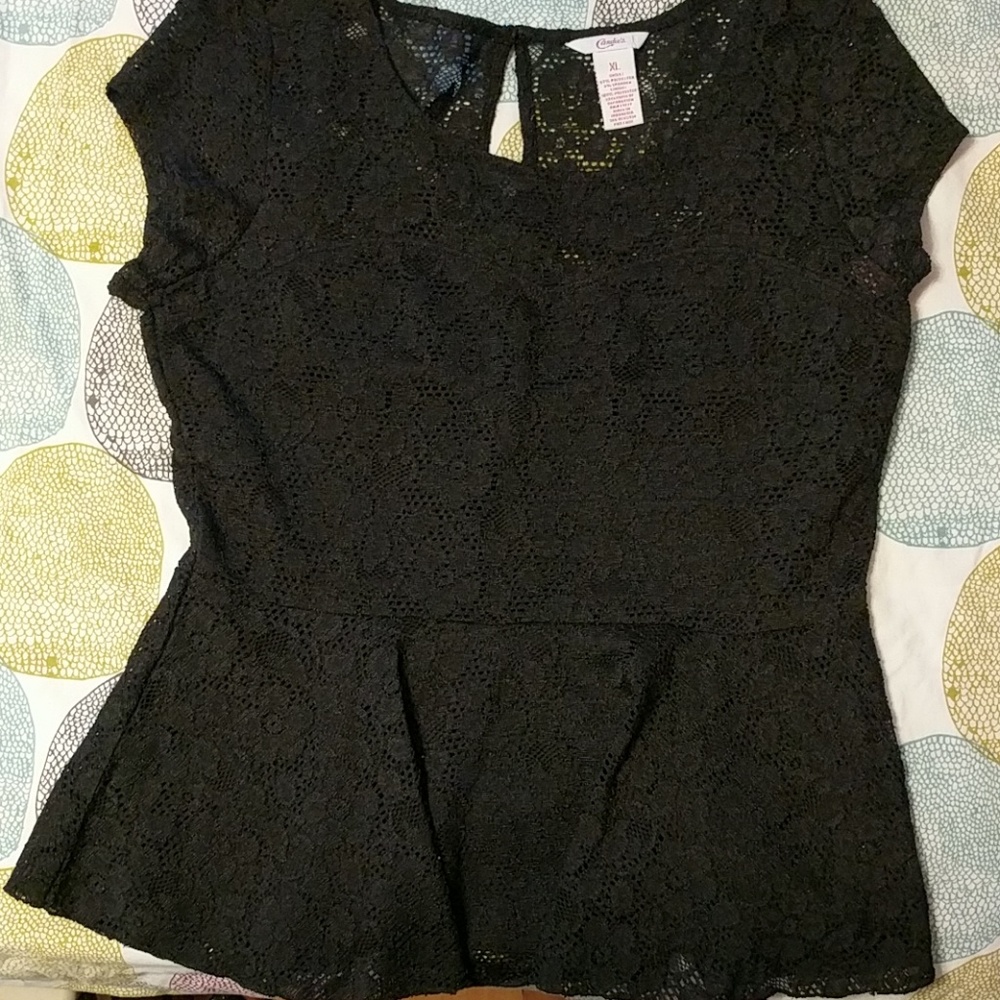 CANDIES peplum black top Junior size!