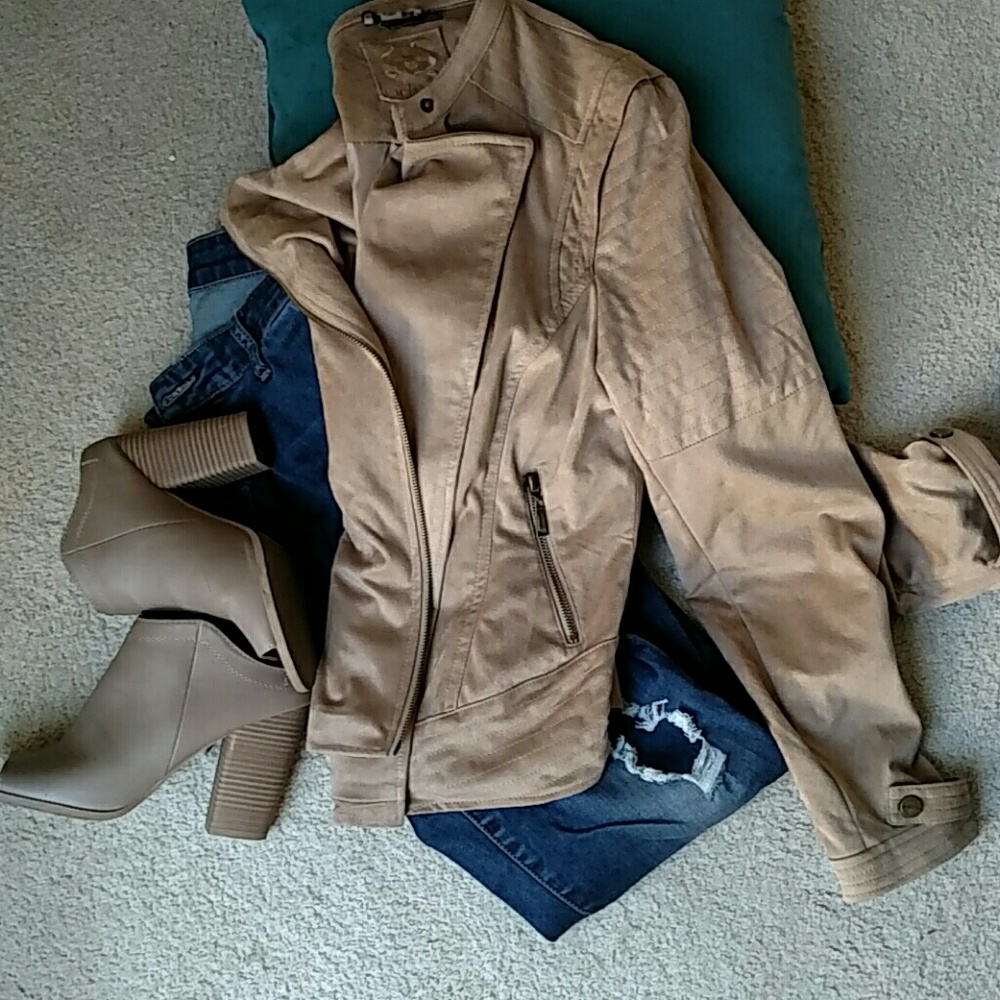 Beige Moto Jacket