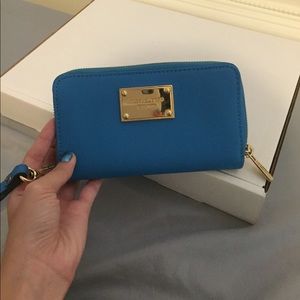 Blue Michael Kors wristlet