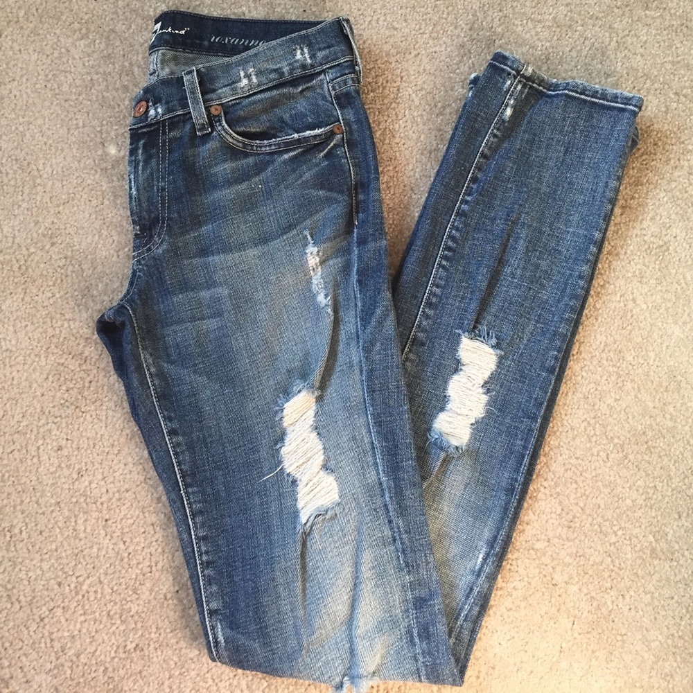 7 for All Mankind distressed skinny jeans