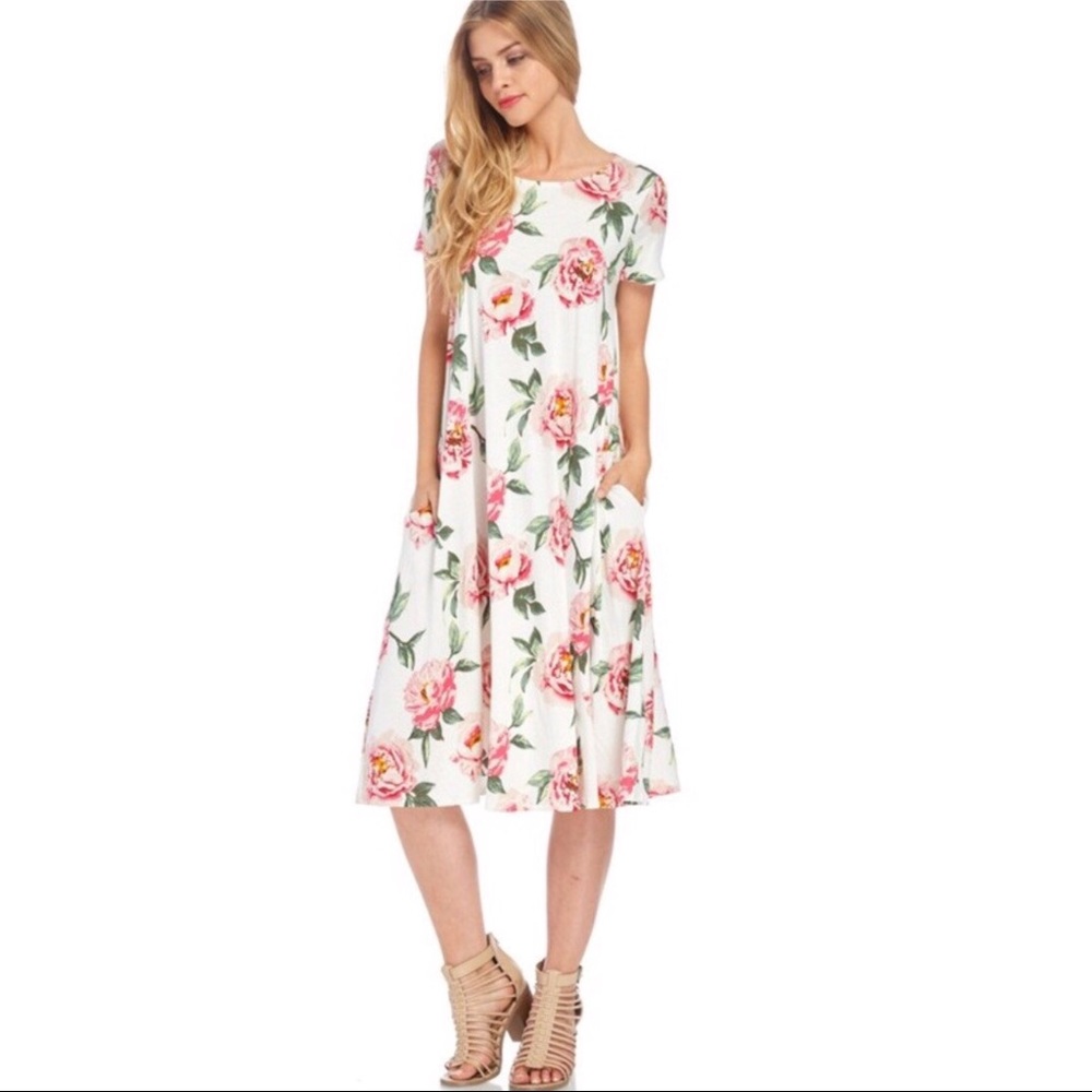💥Final SALE! ❤️Floral midi dress in ivory