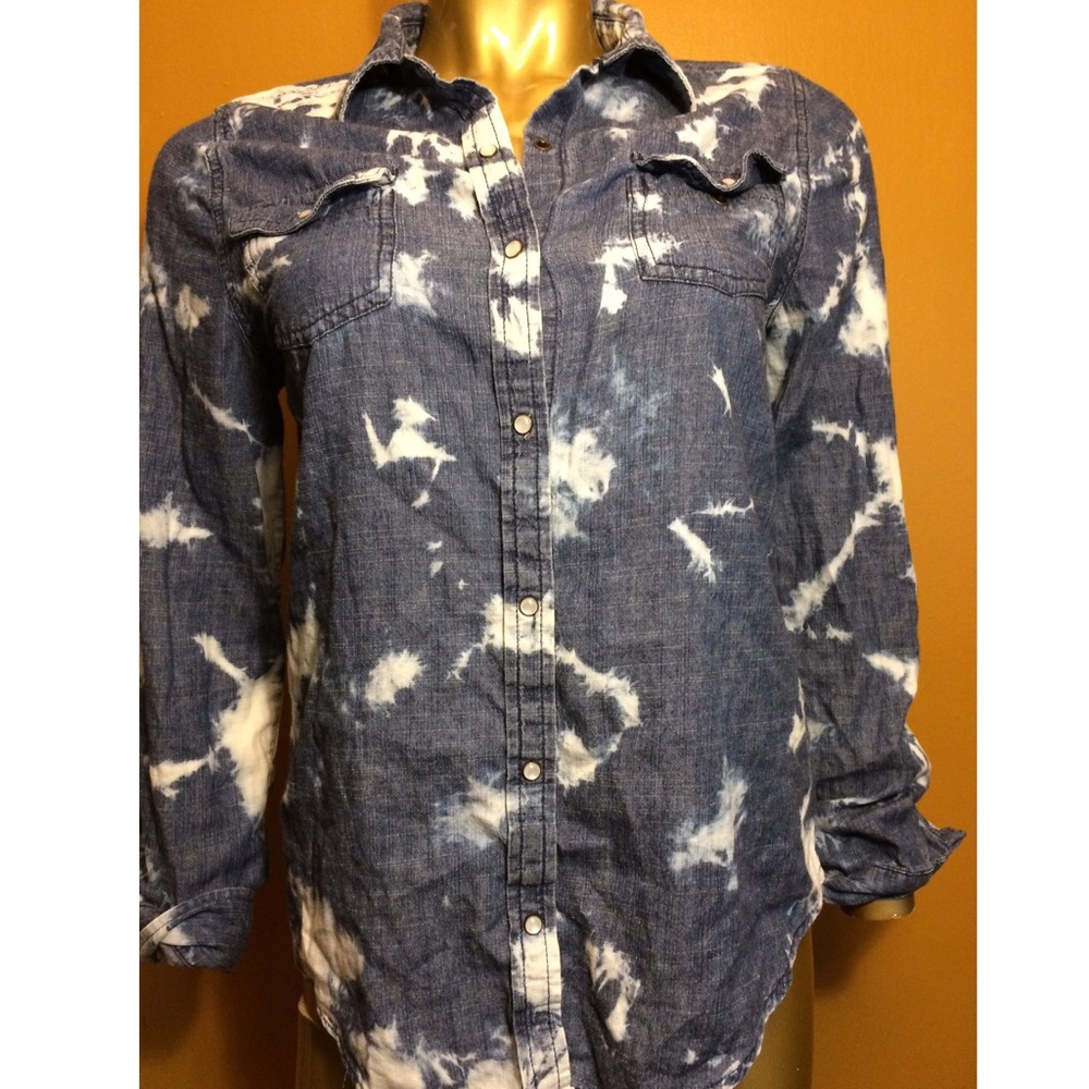 Acid wash button down shirt