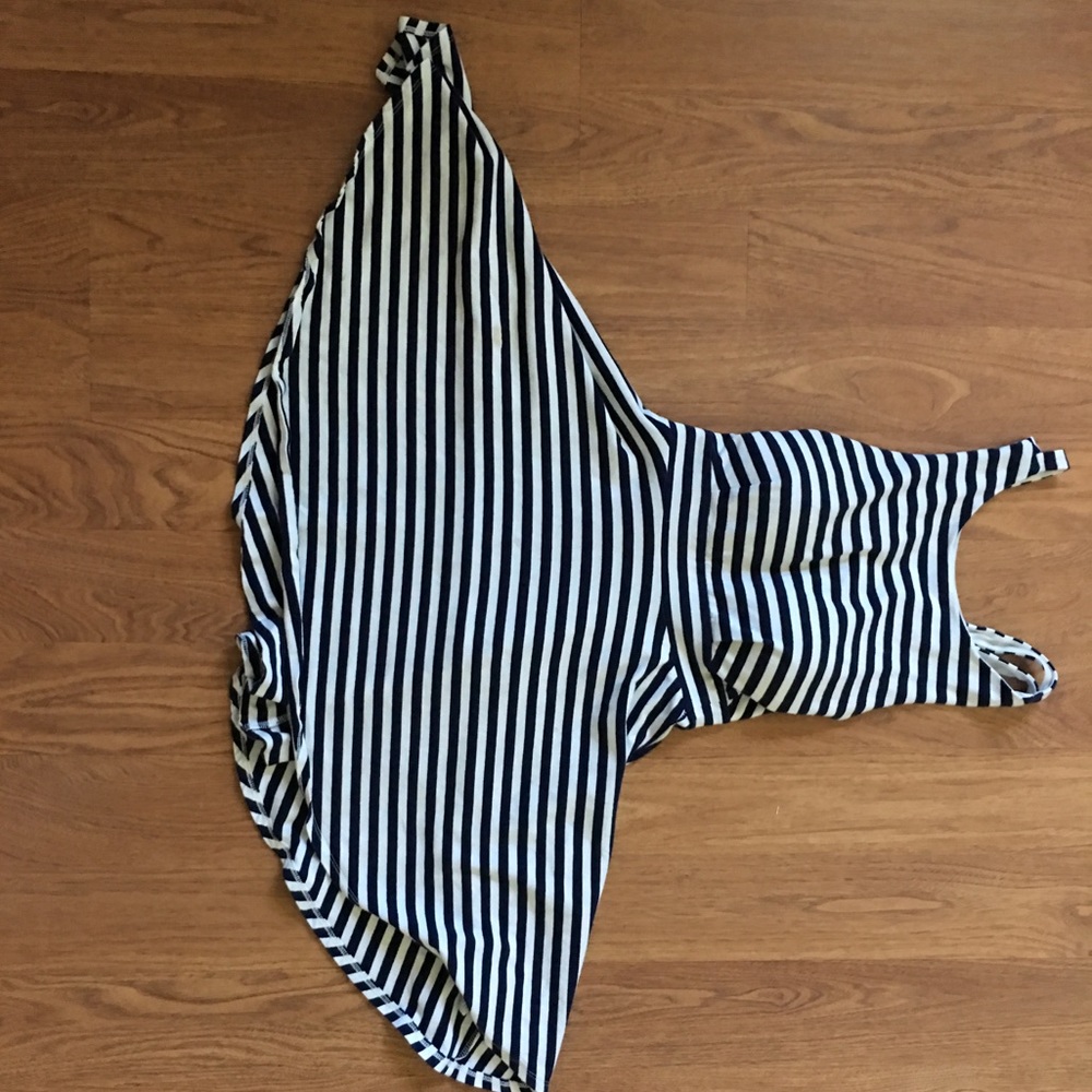Blue and white striped dress