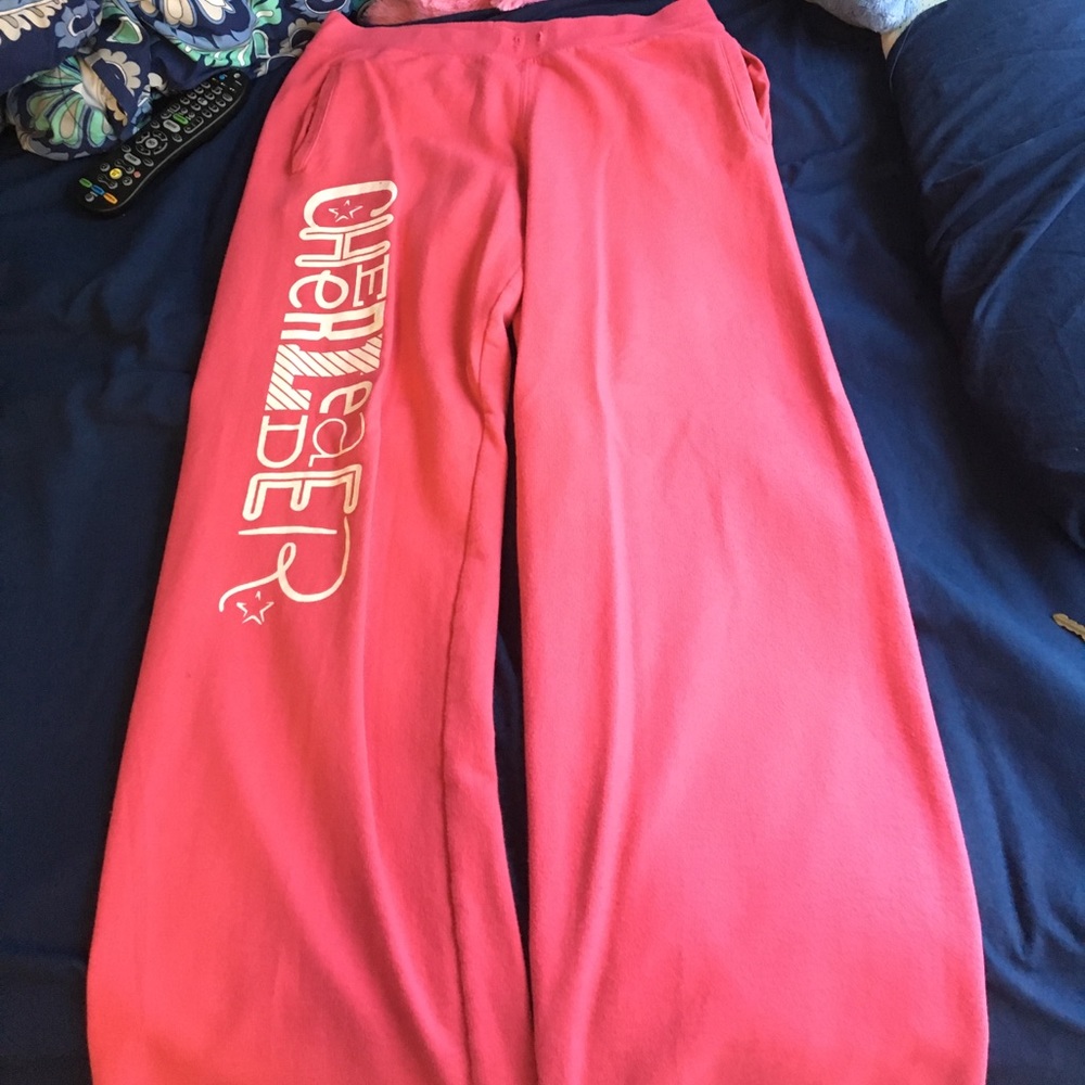 Pink cheerleader sweats
