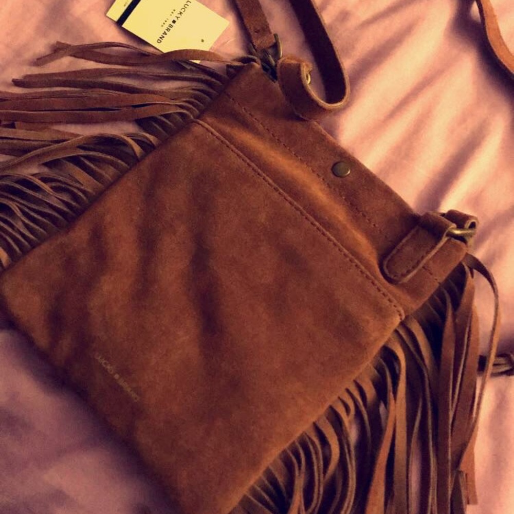 Lucky brand cross body fringe suede bag