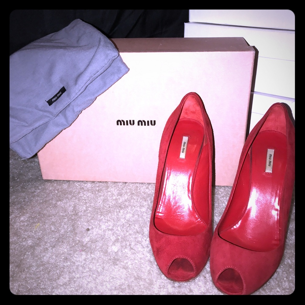 Red Miu Miu heels, Size 7 (European 37)