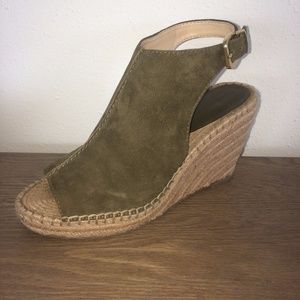 Banana Republic Olive Suede Espadrille Wedges