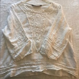 white Zara Basic print lace shirt/ worn once