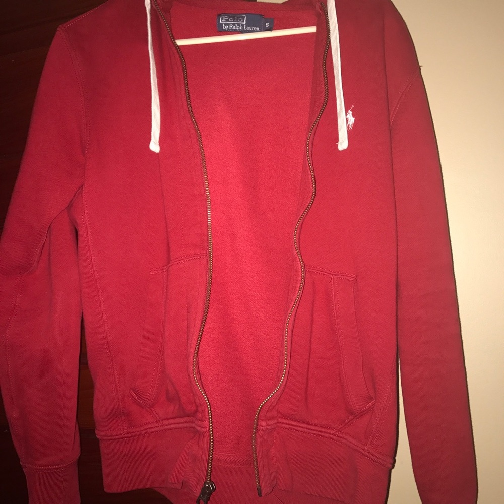 Red Polo Zip Up Hoodie