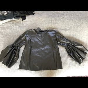 Leather like too with ruffle detail