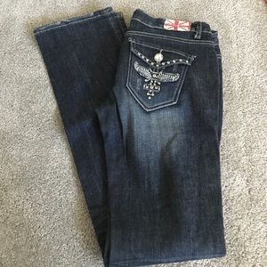 Rhinestone embellished pocket jeans