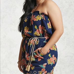 Plus Size Belted Floral Romper