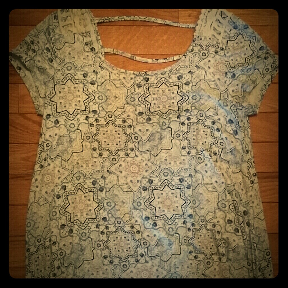 Maurices Beautiful Medallion Print and Crochet Top