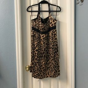 100% Silk Animal Print Mini Dress NWT