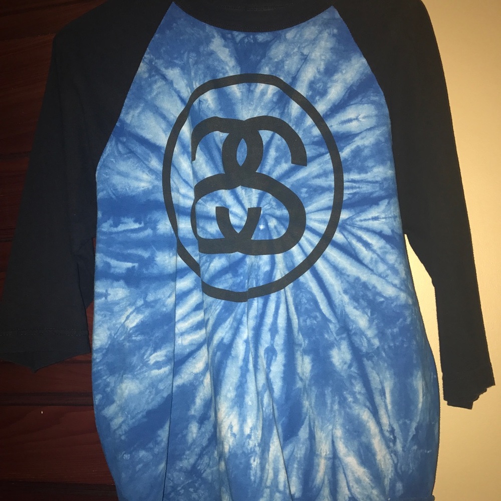 Blue Tye dye stussy baseball tee