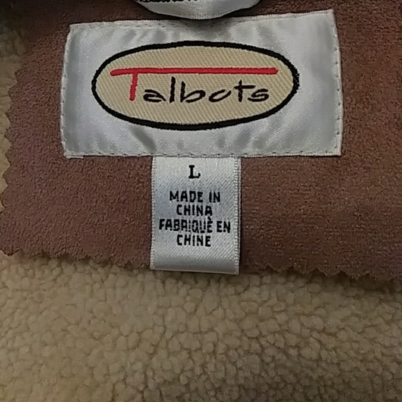 Talbots tan faux suede/shearing jacket-size L - Picture 4 of 4