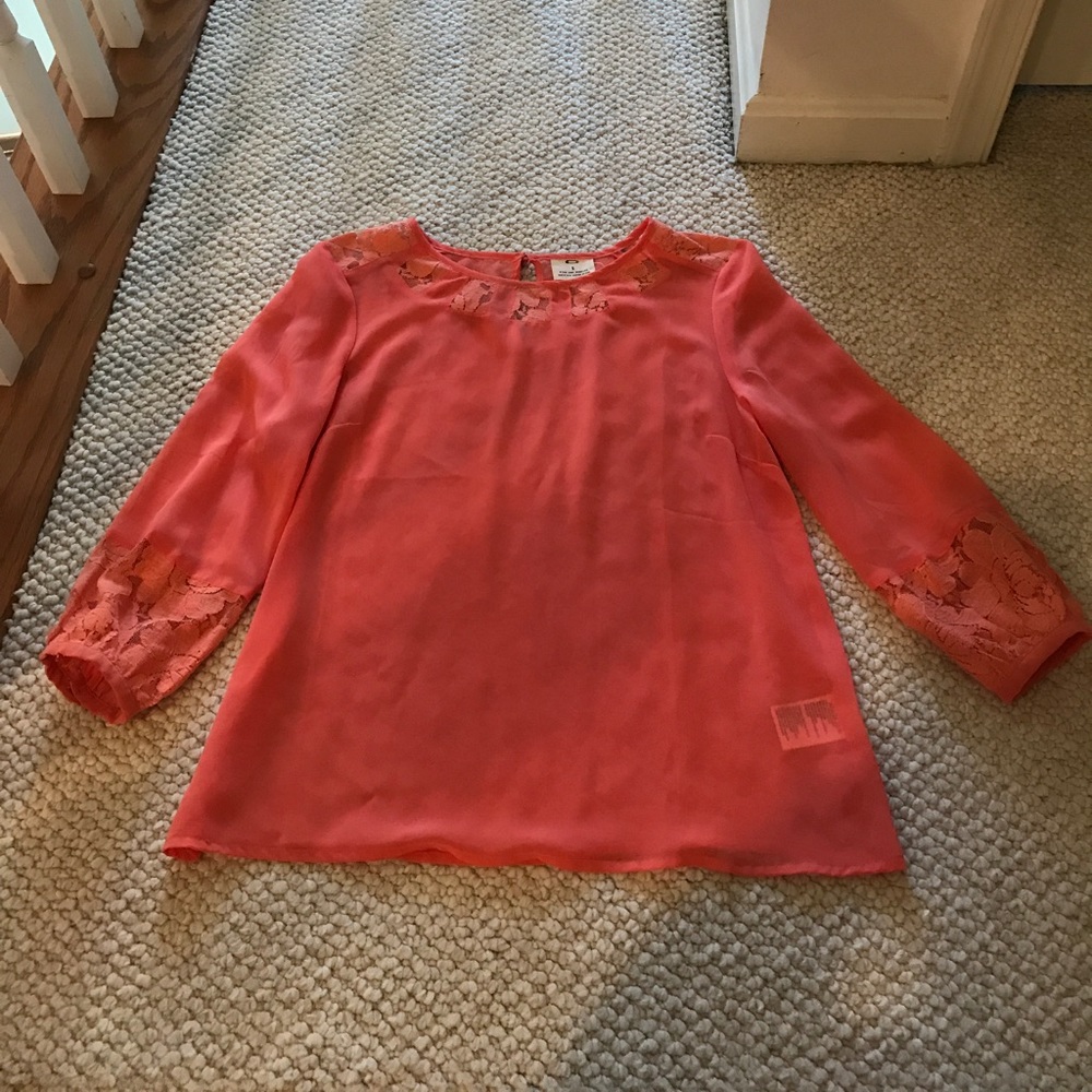 Salmon lace blouse