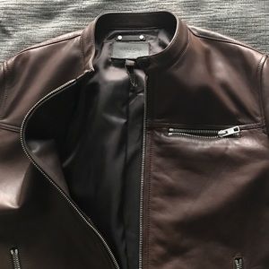 New Coach Mahogany Leather Racer. Size Large