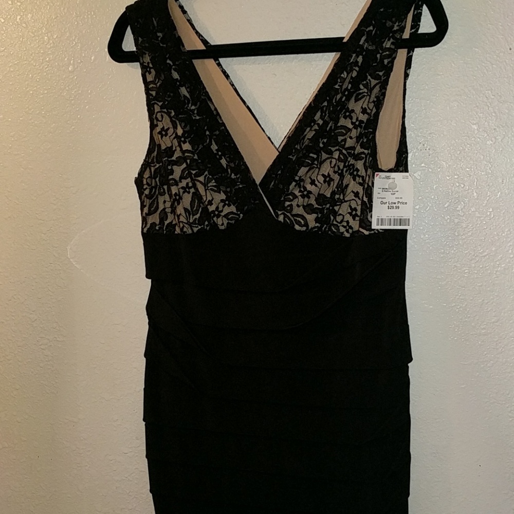 CONNECTED lace and nude dress