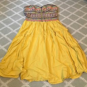 Yellow target strapless dress