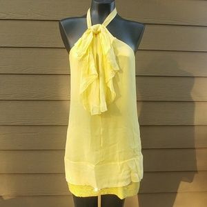 Stunning yellow BCBGmaxazria halter party dress 0