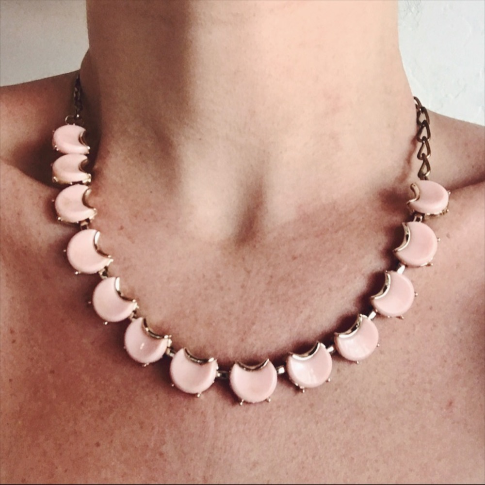 Pale Pink Vintage Necklace Geometric Choker
